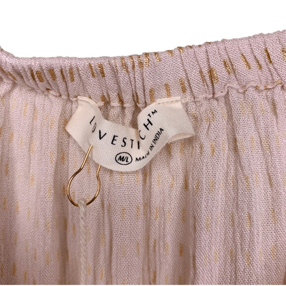 LOVESTITCH relaxed flowy blouse gold detail exaggerated sleeve size M/L - Picture 8 of 12
